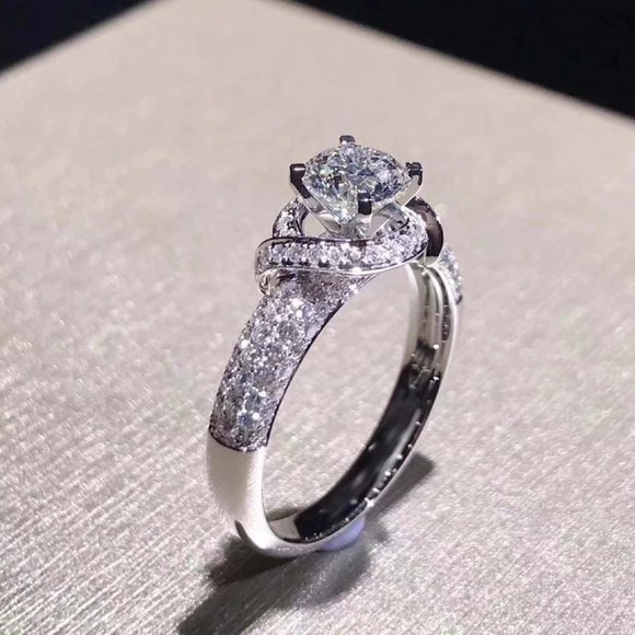 FlorasFantasies Jewelry - Nellie Engagement Ring  Silver 925  VVS1 .5 ct Diamond Center Stone  2cts tw
